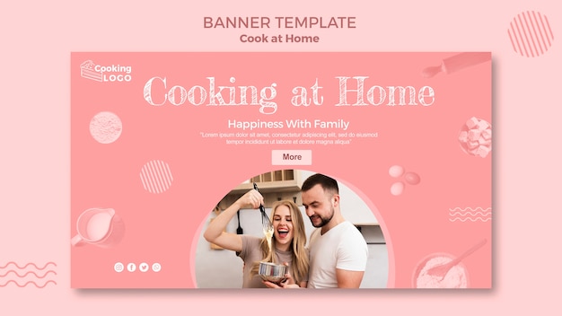 PSD gratuito plantilla de banner con diseño de cocina en casa