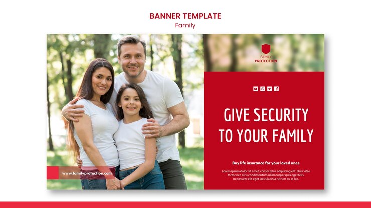 PSD gratuito plantilla de banner con diseño familiar