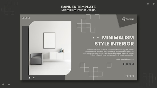 PSD gratuito plantilla de banner de diseño de interiores minimalista