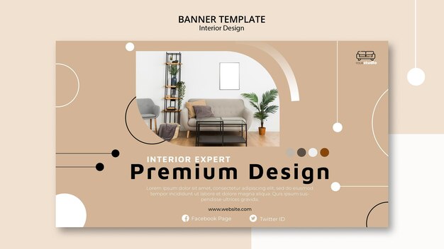 Plantilla de banner de diseño de interiores premium