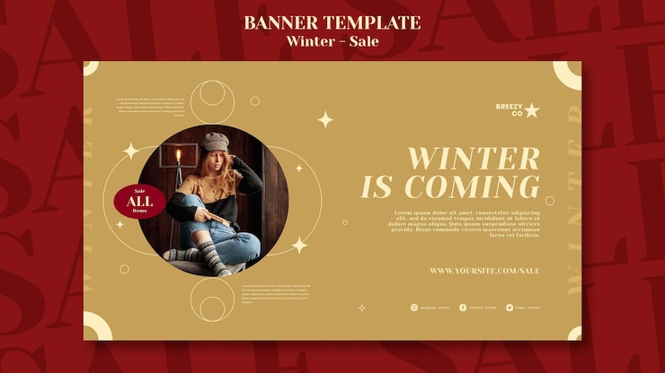 PSD gratuito plantilla de banner de diseño de invierno