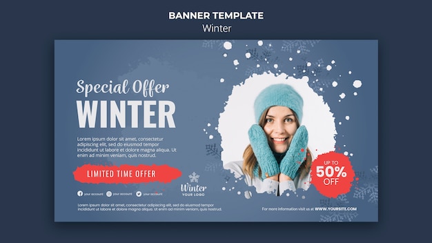 PSD gratuito plantilla de banner de diseño de invierno