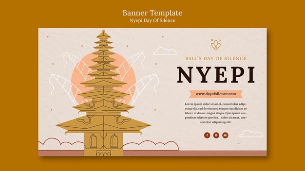 Plantilla de banner de diseño plano nyepi