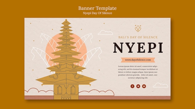 Plantilla de banner de diseño plano nyepi
