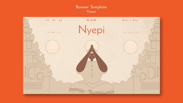 PSD gratuito plantilla de banner de diseño plano nyepi