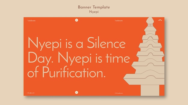 Plantilla de banner de diseño plano nyepi