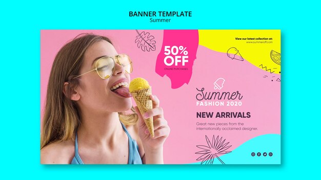 Plantilla de banner con diseño de venta de verano