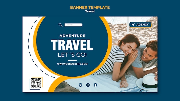 Plantilla de banner de diseño de viajes de diseño plano