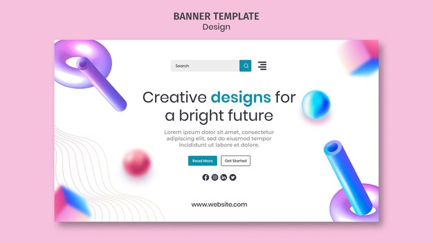 Plantilla de banner de diseños creativos 3d