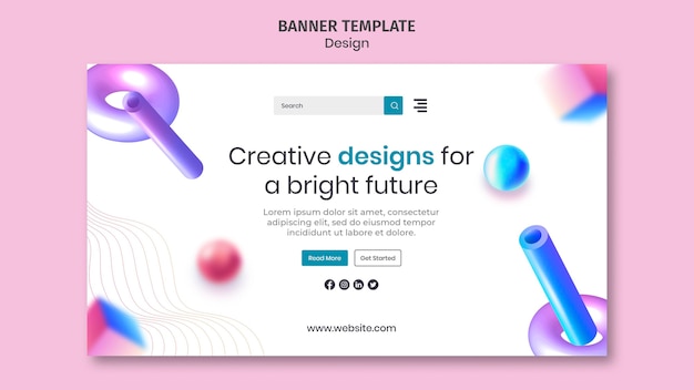 Plantilla de banner de diseños creativos 3d