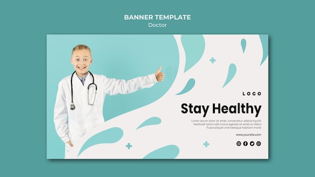 PSD gratuito plantilla de banner de doctor