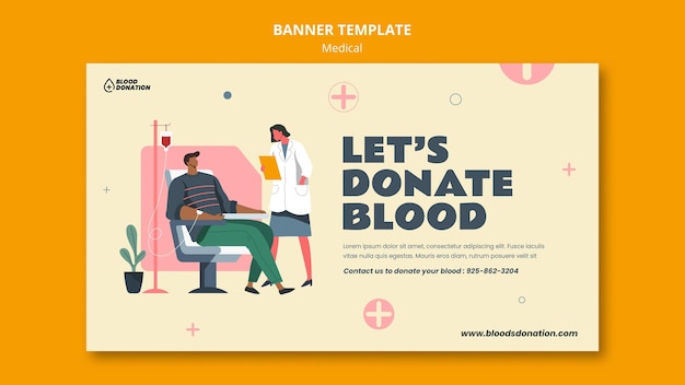 PSD gratuito plantilla de banner de donación de sangre