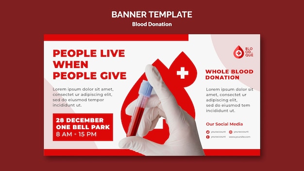 PSD gratuito plantilla de banner de donación de sangre