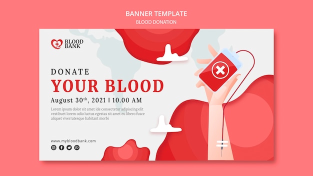 PSD gratuito plantilla de banner de donación de sangre