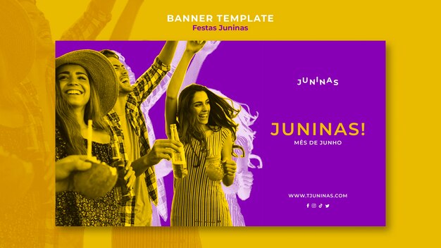 PSD gratuito plantilla de banner de duotono festas juninas