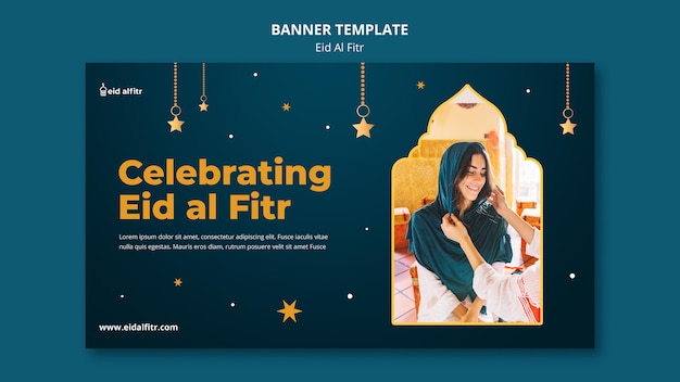 Plantilla de banner de eid al-fitr con foto