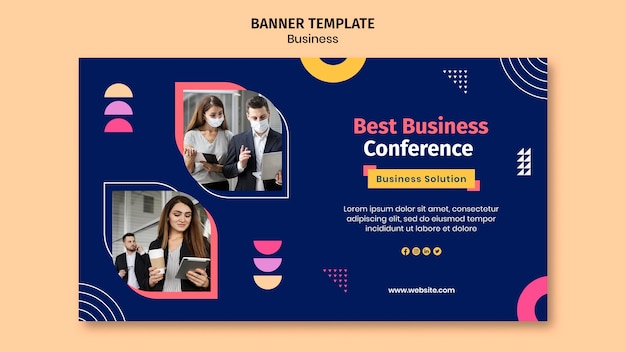 PSD gratuito plantilla de banner empresarial con formas coloridas