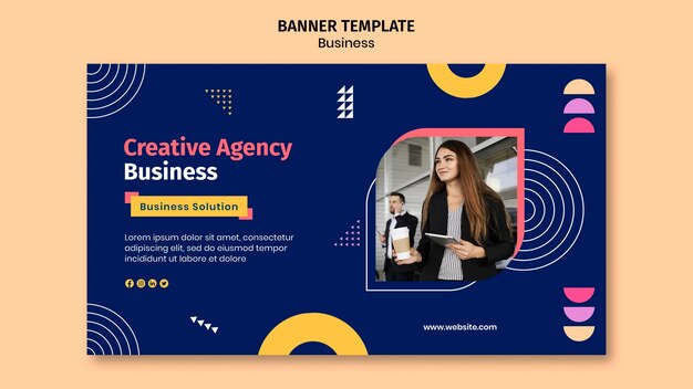 PSD gratuito plantilla de banner empresarial con formas coloridas