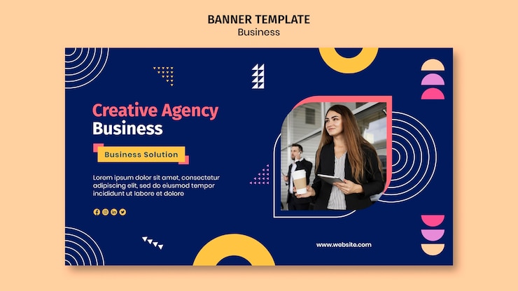 PSD gratuito plantilla de banner empresarial con formas coloridas