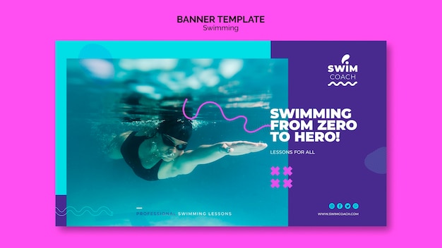Plantilla de banner de entrenador de natación