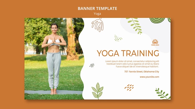 PSD gratuito plantilla de banner de equilibrio corporal de yoga