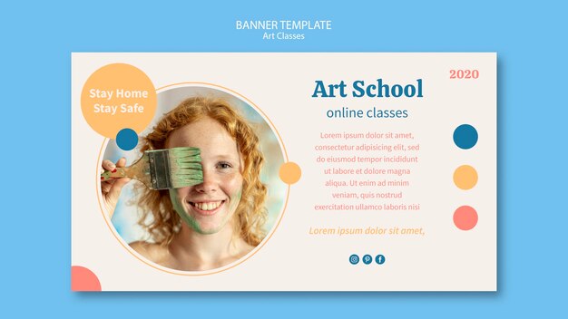 Plantilla de banner de escuela de arte