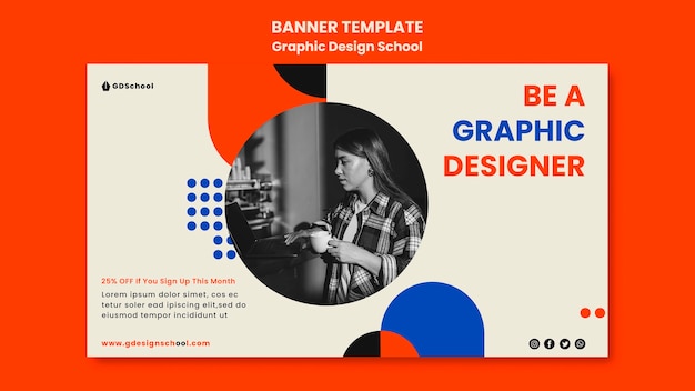 Plantilla de banner para escuela de diseño gráfico