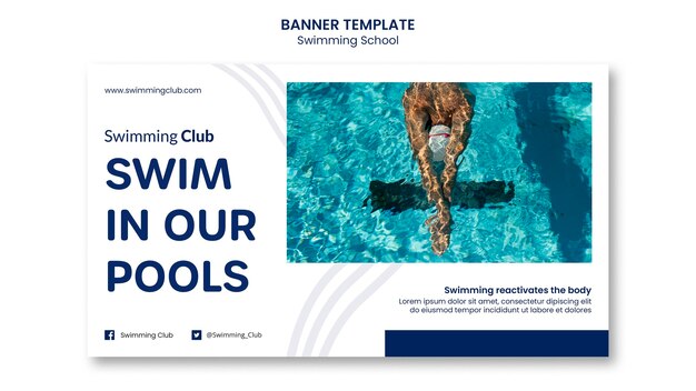 Plantilla de banner de escuela de natación