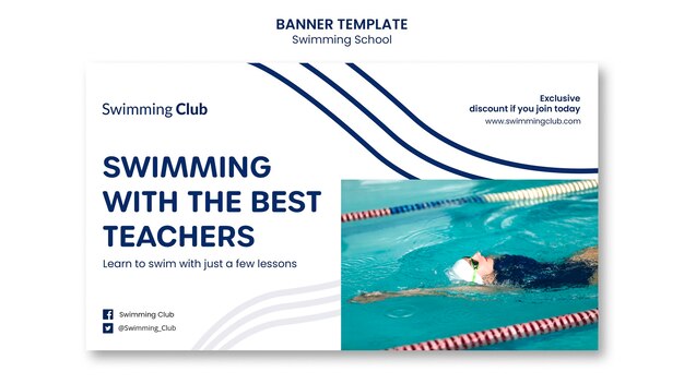 Plantilla de banner de escuela de natación