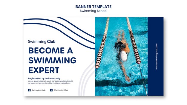 Plantilla de banner de escuela de natación