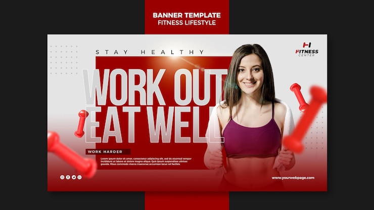 PSD gratuito plantilla de banner de estilo de vida fitness