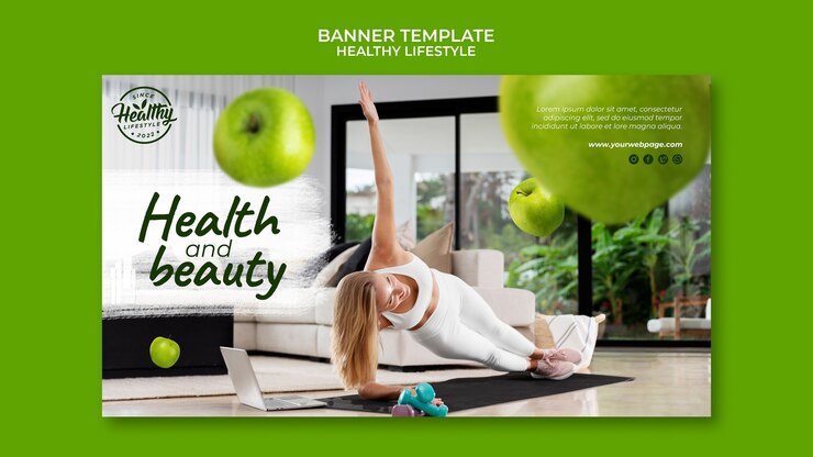 PSD gratuito plantilla de banner de estilo de vida saludable
