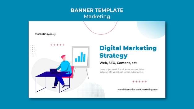 PSD gratuito plantilla de banner de estrategia de marketing digital