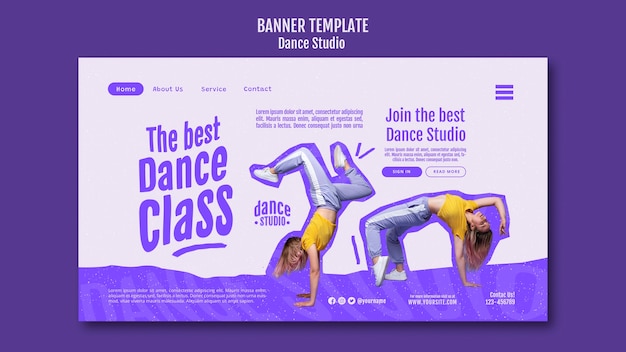 Plantilla de banner de estudio de clase de baile