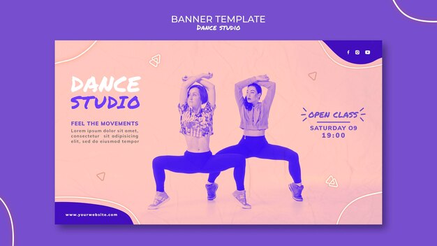 PSD gratuito plantilla de banner de estudio de danza con foto