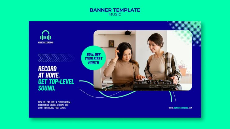 PSD gratuito plantilla de banner de estudio de música