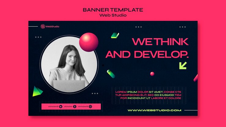 PSD gratuito plantilla de banner de estudio web