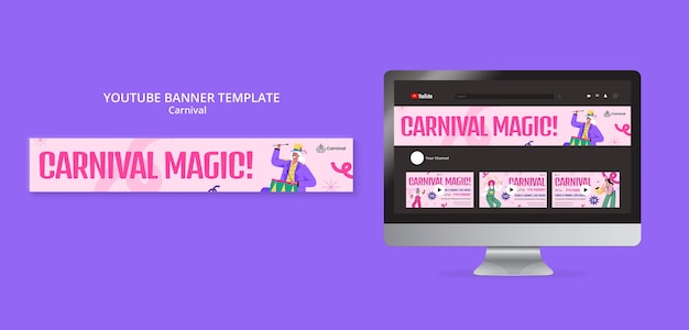 PSD gratuito plantilla de banner de evento de carnaval en youtube