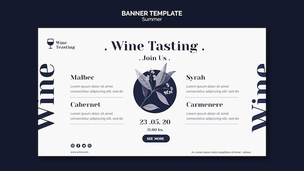 PSD gratuito plantilla de banner de evento de cata de vinos