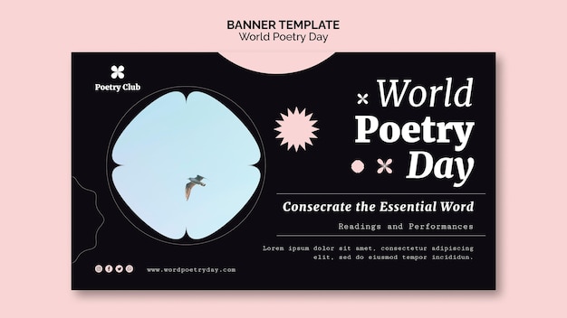 PSD gratuito plantilla de banner de evento del día mundial de la poesía