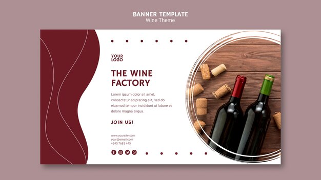 La plantilla de banner de fábrica de vino