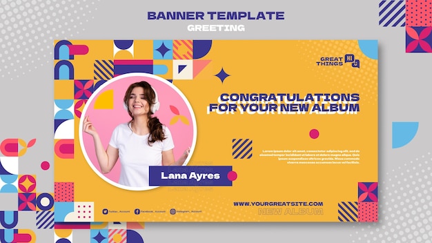 Plantilla de banner de felicitaciones de álbum nuevo
