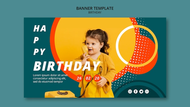 Plantilla de banner de feliz cumpleaños concepto