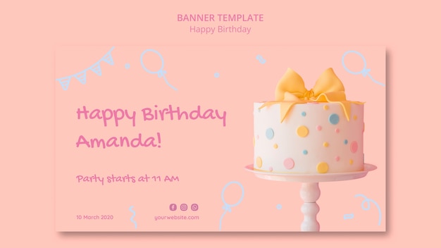 Plantilla de banner de feliz cumpleaños