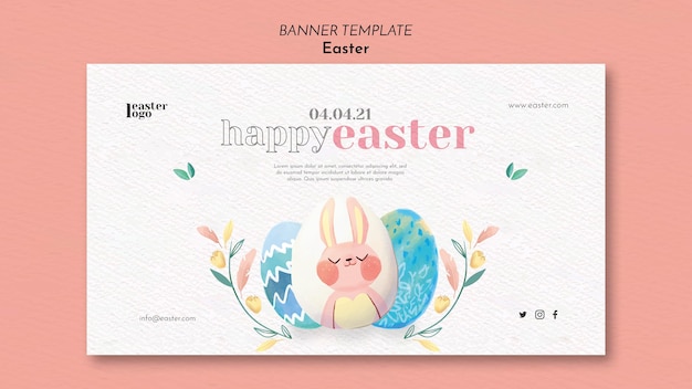Plantilla de banner de feliz día de pascua