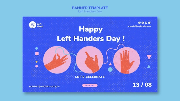 Plantilla de banner de feliz día de zurdos