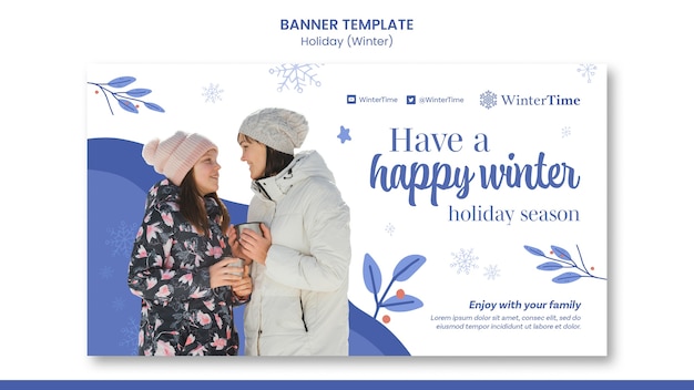 Plantilla de banner de feliz invierno