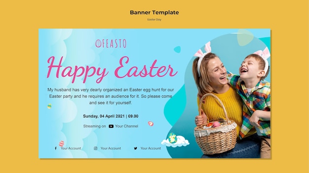 PSD gratuito plantilla de banner de feliz pascua