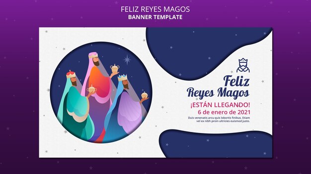 Plantilla banner feliz reyes magos