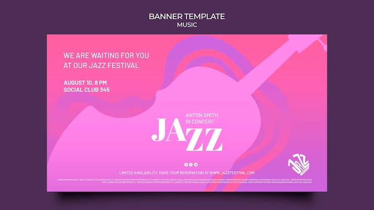 PSD gratuito plantilla de banner para festival y club de jazz.